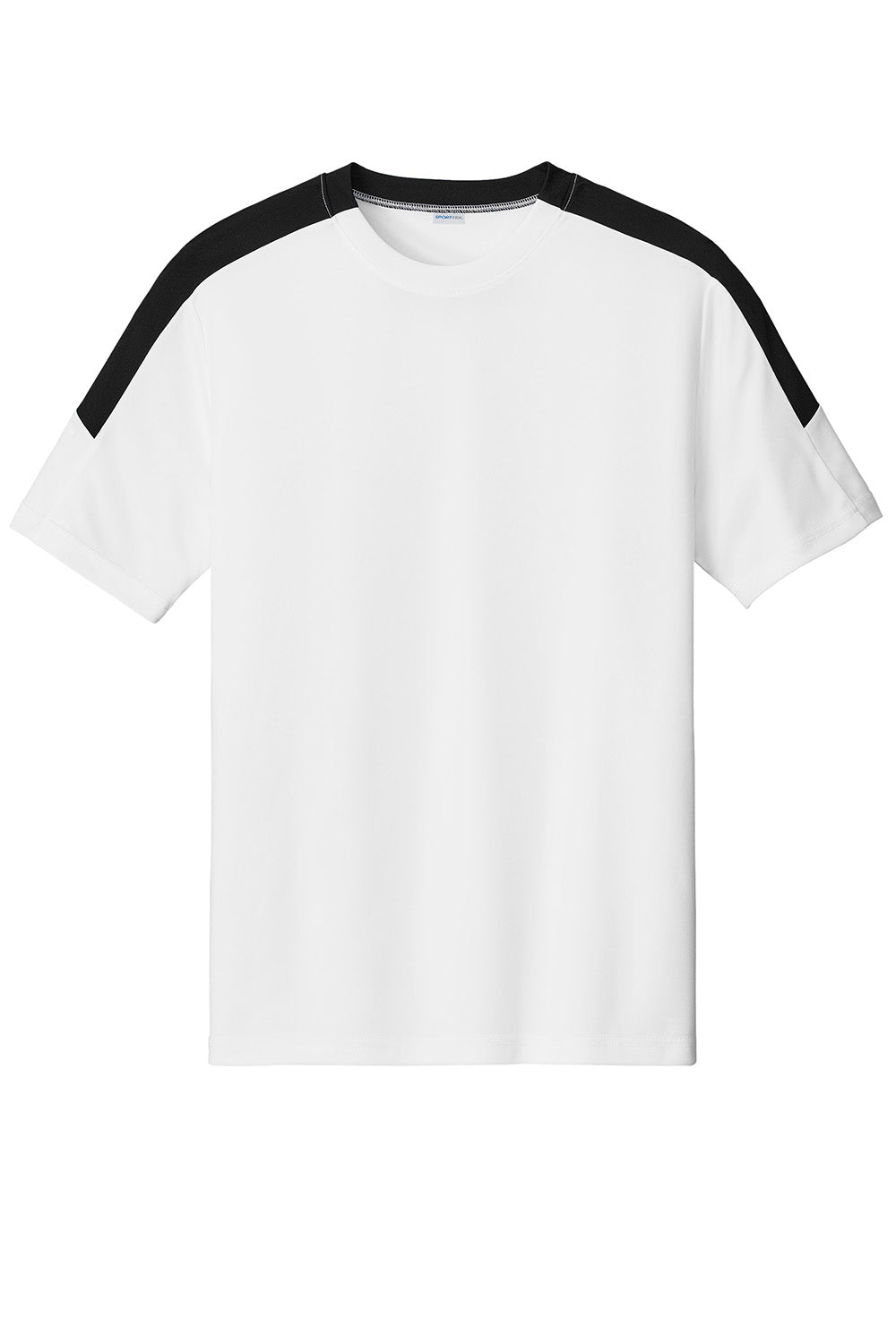 Sport-Tek ST100 Mens Competitor United Short Sleeve Crewneck T-Shirt White/Black Flat Front