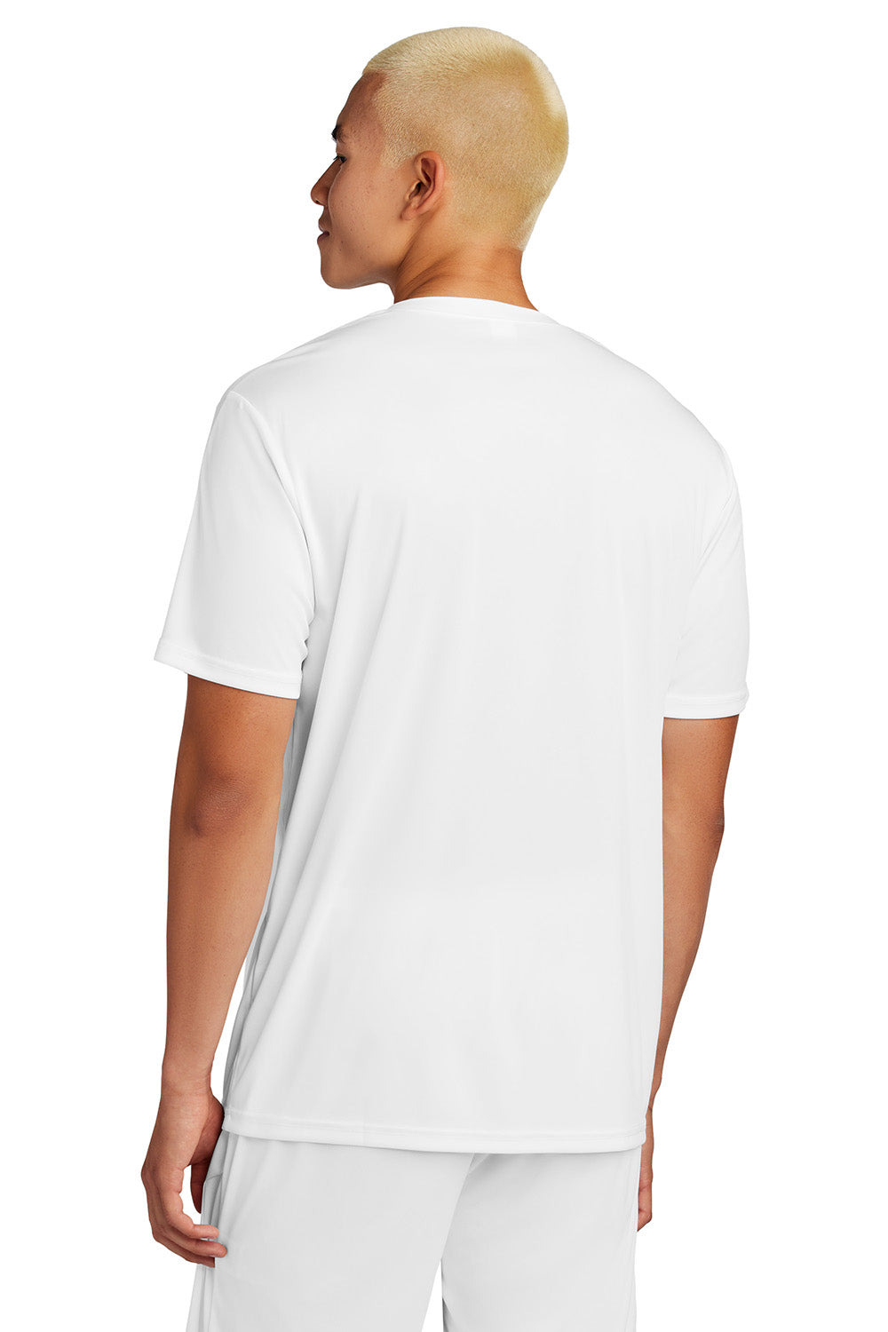 Sport-Tek ST100 Mens Competitor United Short Sleeve Crewneck T-Shirt White Model Back