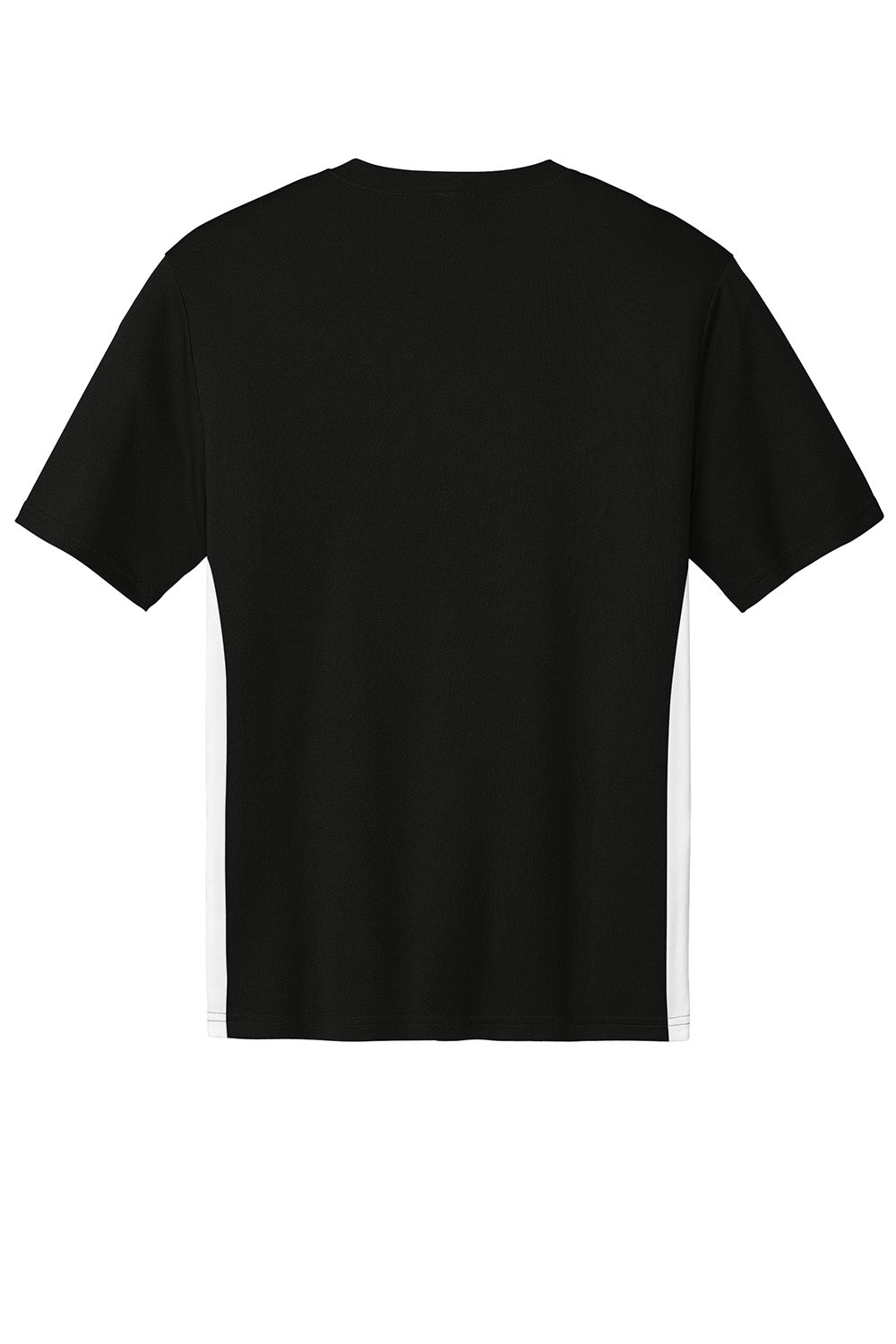 Sport-Tek ST101 Mens Competitor United Short Sleeve V-Neck T-Shirt Black/White Flat Back