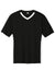 Sport-Tek ST101 Mens Competitor United Short Sleeve V-Neck T-Shirt Black/White Flat Front