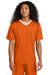 Sport-Tek ST101 Mens Competitor United Short Sleeve V-Neck T-Shirt Deep Orange/White Model Front