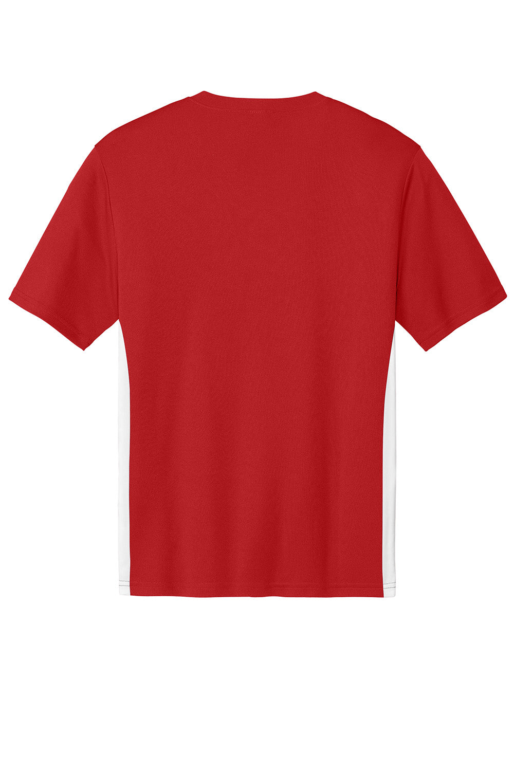 Sport-Tek ST101 Mens Competitor United Short Sleeve V-Neck T-Shirt Deep Red/White Flat Back