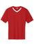 Sport-Tek ST101 Mens Competitor United Short Sleeve V-Neck T-Shirt Deep Red/White Flat Front