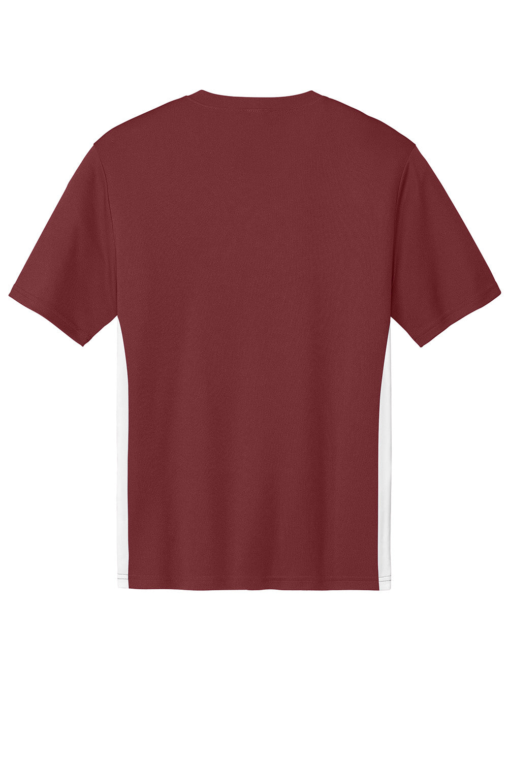 Sport-Tek ST101 Mens Competitor United Short Sleeve V-Neck T-Shirt Maroon/White Flat Back