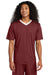 Sport-Tek ST101 Mens Competitor United Short Sleeve V-Neck T-Shirt Maroon/White Model Front