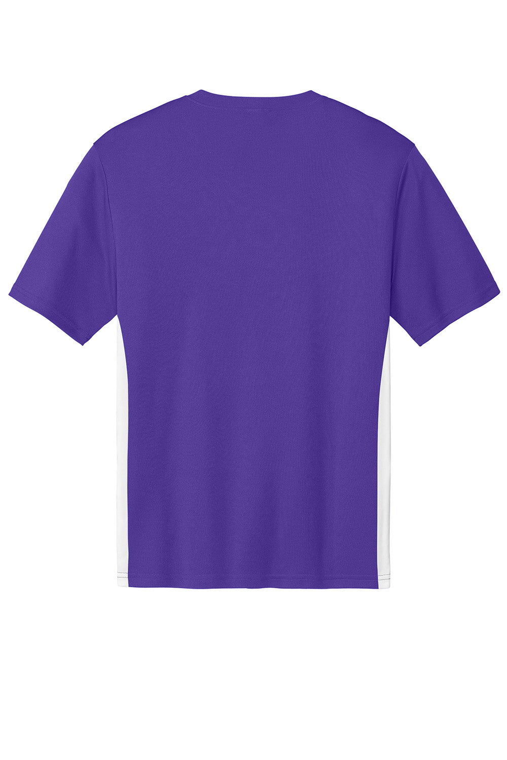 Sport-Tek ST101 Mens Competitor United Short Sleeve V-Neck T-Shirt Purple/White Flat Back