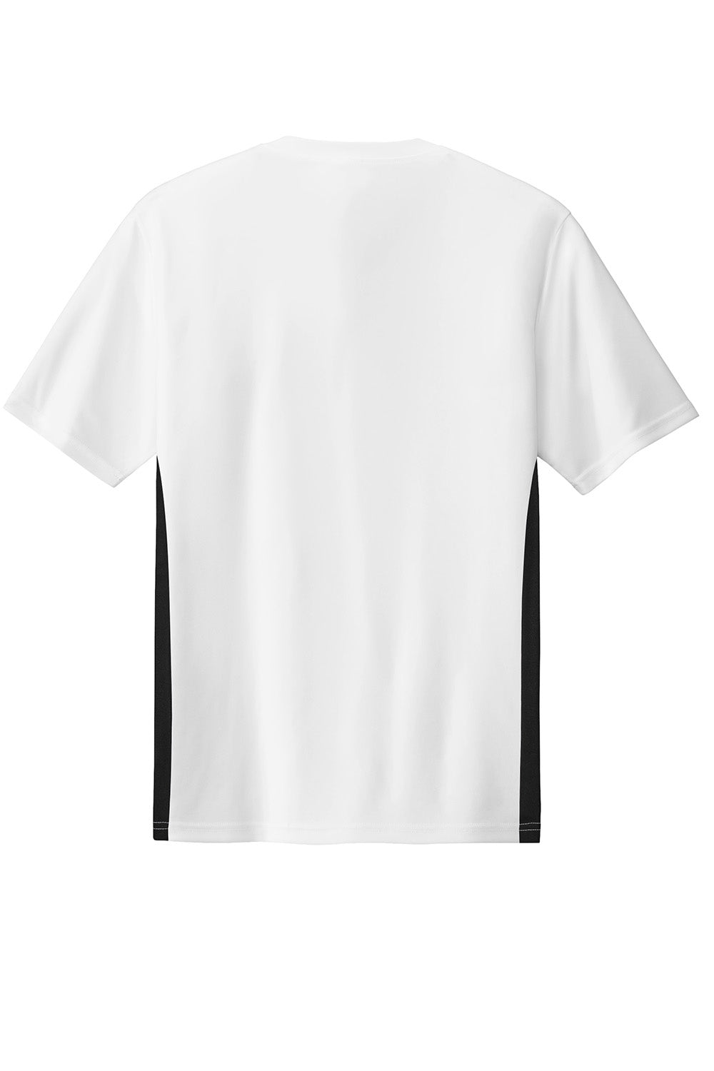 Sport-Tek ST101 Mens Competitor United Short Sleeve V-Neck T-Shirt White/Black Flat Back