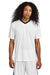 Sport-Tek ST101 Mens Competitor United Short Sleeve V-Neck T-Shirt White/Black Model Front