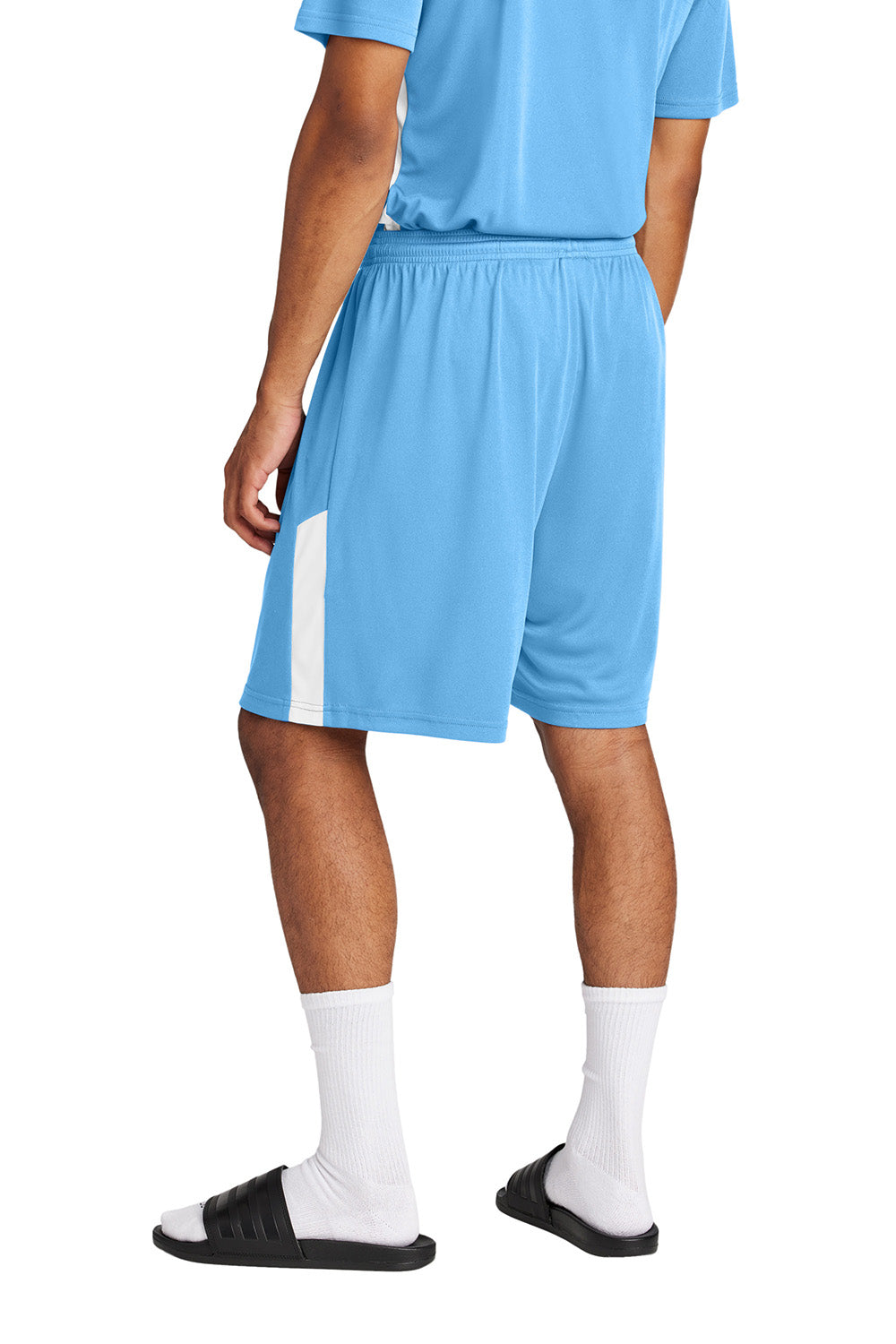 Sport-Tek ST103 Mens Competitor United Athletic Shorts Carolina Blue/White Model Back