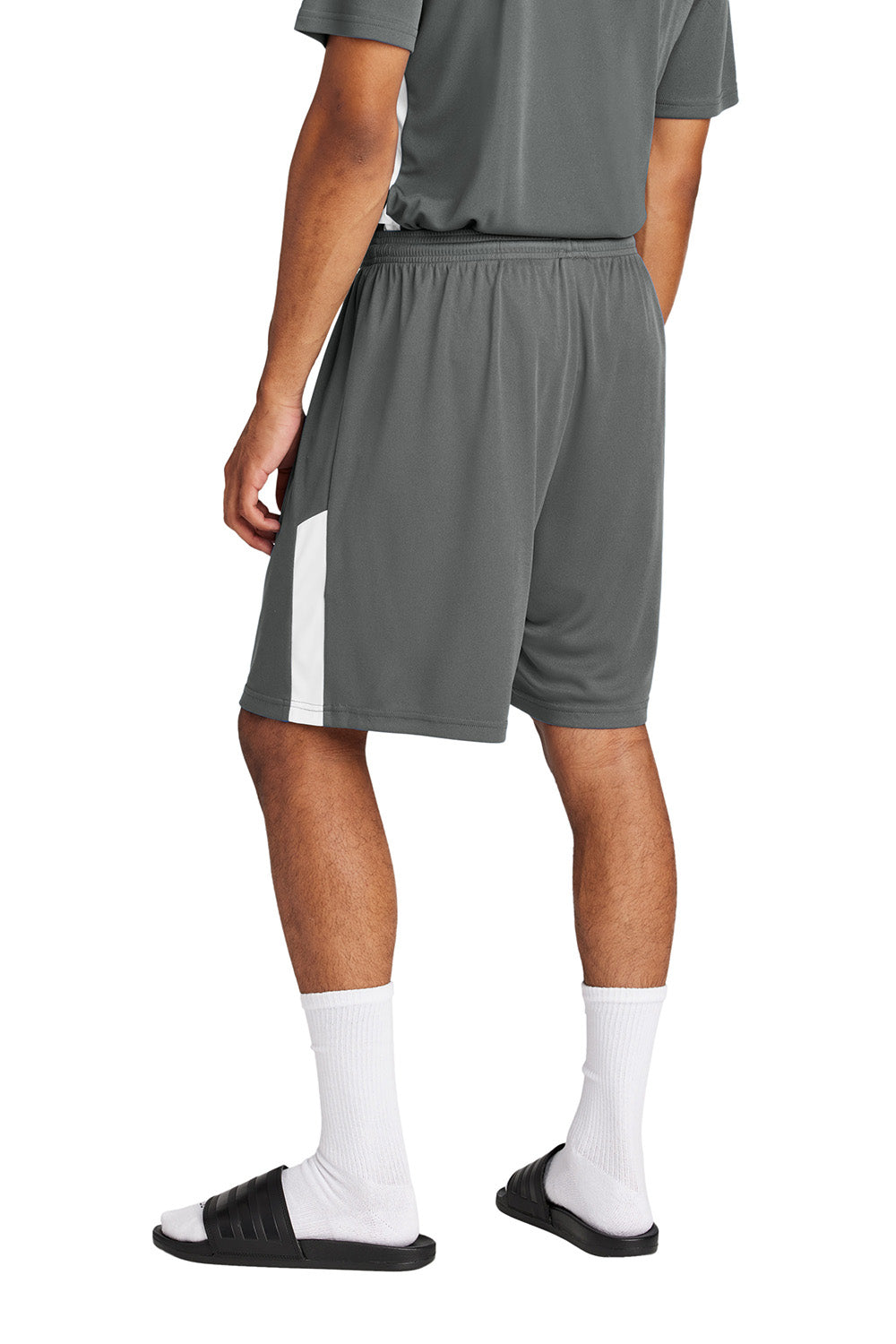 Sport-Tek ST103 Mens Competitor United Athletic Shorts Iron Grey/White Model Back