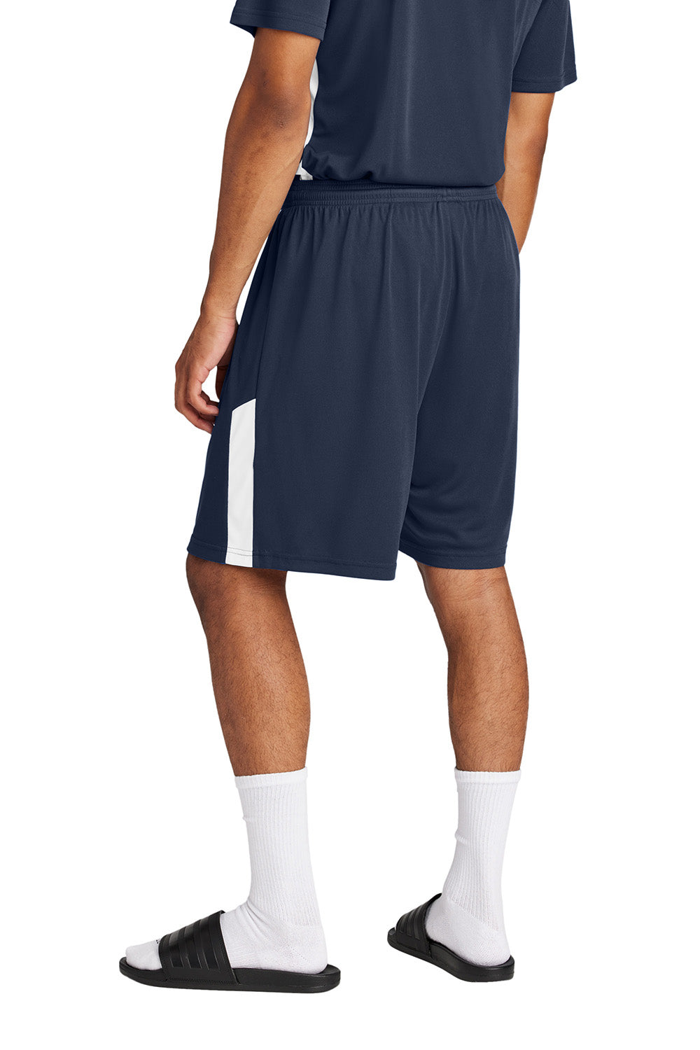 Sport-Tek ST103 Mens Competitor United Athletic Shorts True Navy Blue/White Model Back