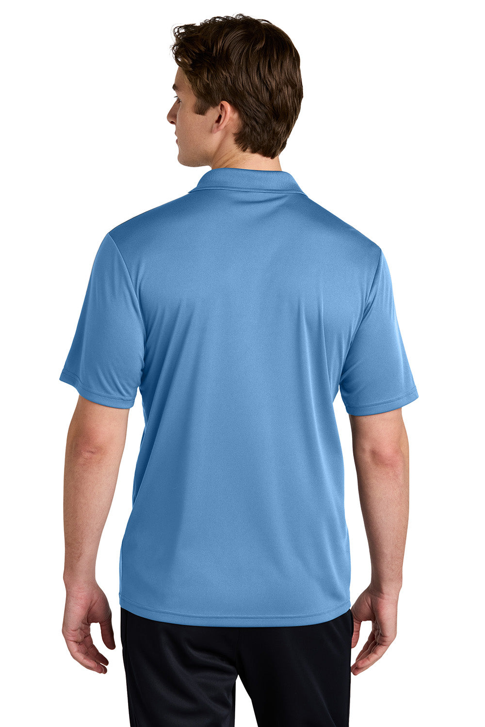 Sport-Tek ST104 Mens Competitor United Short Sleeve Polo Shirt Carolina Blue/White Model Back