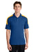 Sport-Tek ST104 Mens Competitor United Short Sleeve Polo Shirt Royal Blue/Gold Model Front