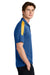 Sport-Tek ST104 Mens Competitor United Short Sleeve Polo Shirt Royal Blue/Gold Model Side