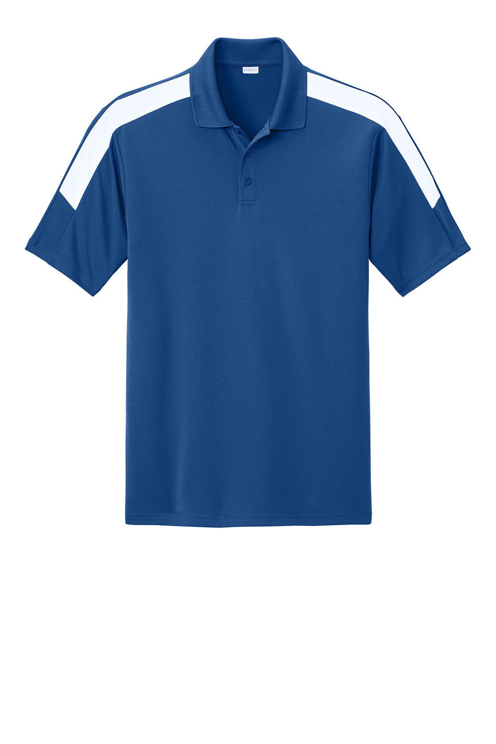 Sport-Tek ST104 Mens Competitor United Short Sleeve Polo Shirt Royal Blue/White Flat Front