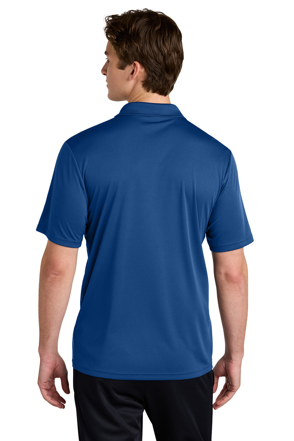 Sport-Tek ST104 Mens Competitor United Short Sleeve Polo Shirt Royal Blue/White Model Back