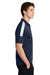 Sport-Tek ST104 Mens Competitor United Short Sleeve Polo Shirt True Navy Blue/White Model Side