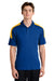 Sport-Tek ST104 Mens Competitor United Short Sleeve Polo Shirt True Royal Blue/Gold Model Front