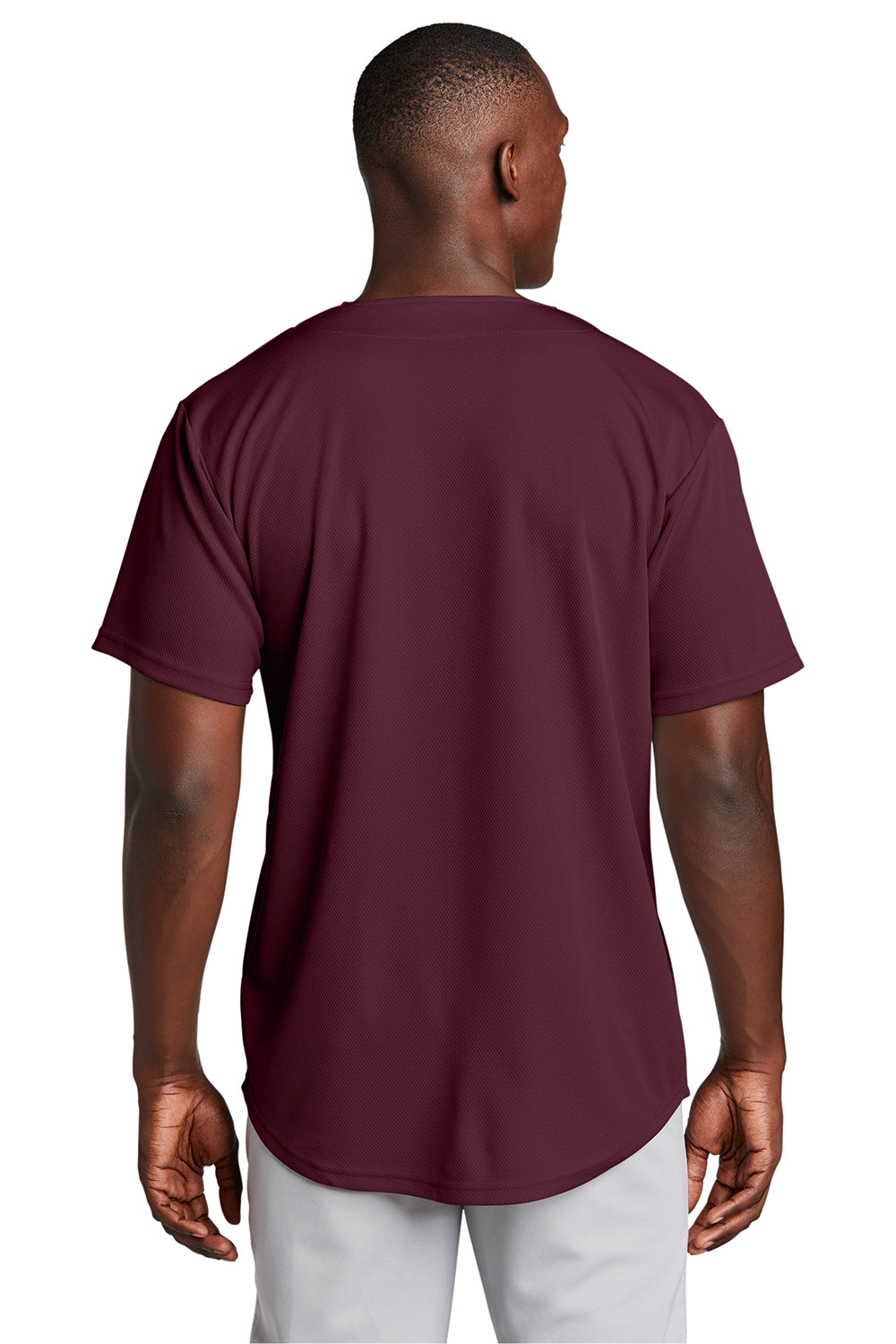 Sport-Tek ST220 Mens Tough Mesh Moisture Wicking Short Sleeve Jersey Maroon Model Back