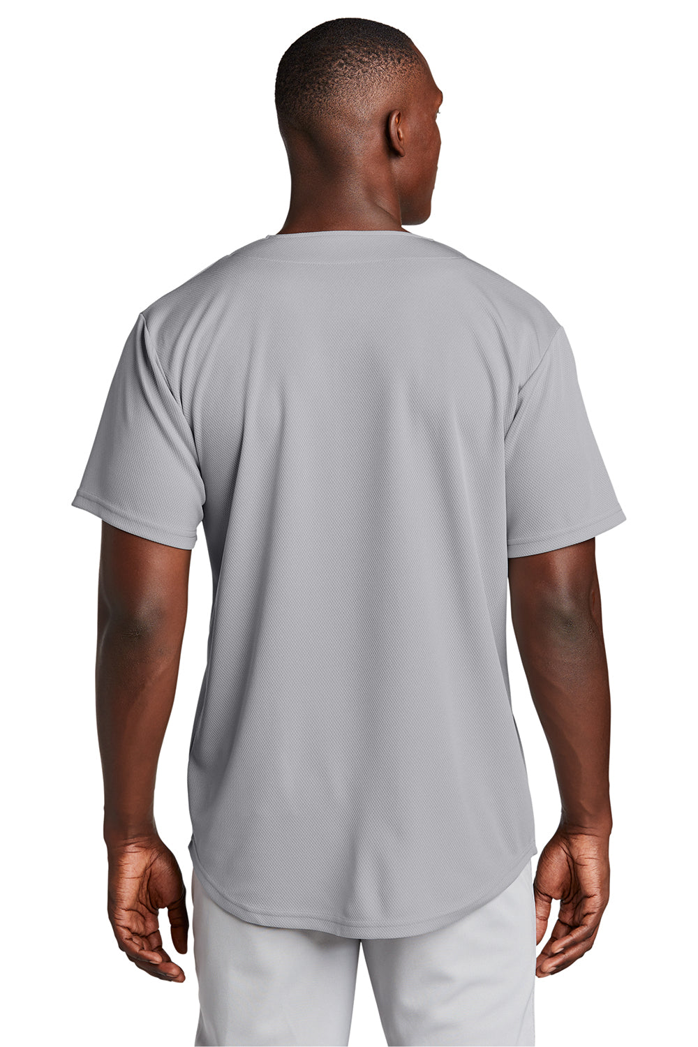 Sport-Tek ST220 Mens Tough Mesh Moisture Wicking Short Sleeve Jersey Silver Grey Model Back