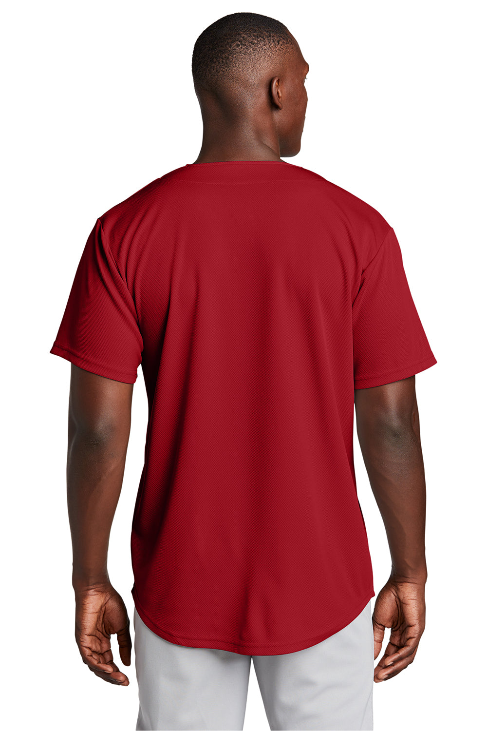 Sport-Tek ST220 Mens Tough Mesh Moisture Wicking Short Sleeve Jersey True Red Model Back