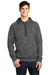 Sport-Tek ST225 Mens Electric Heather Moisture Wicking Fleece Hooded Sweatshirt Hoodie Grey Black Electric Model Front