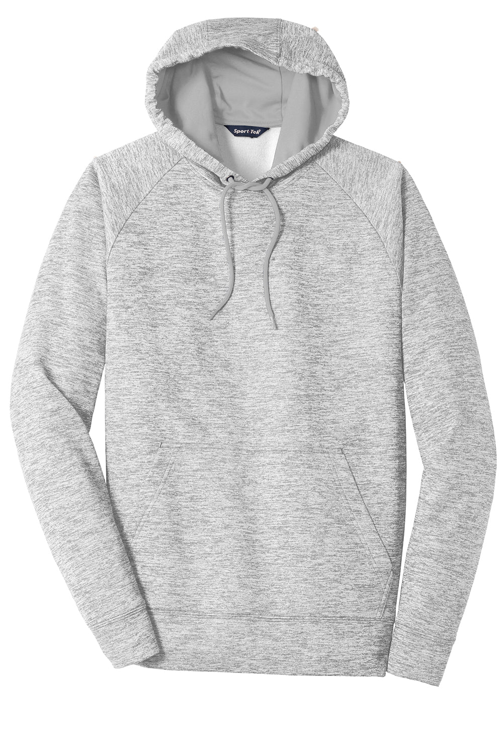 Sport-Tek ST225 Mens Electric Heather Moisture Wicking Fleece Hooded Sweatshirt Hoodie Silver Grey Electric Flat Front