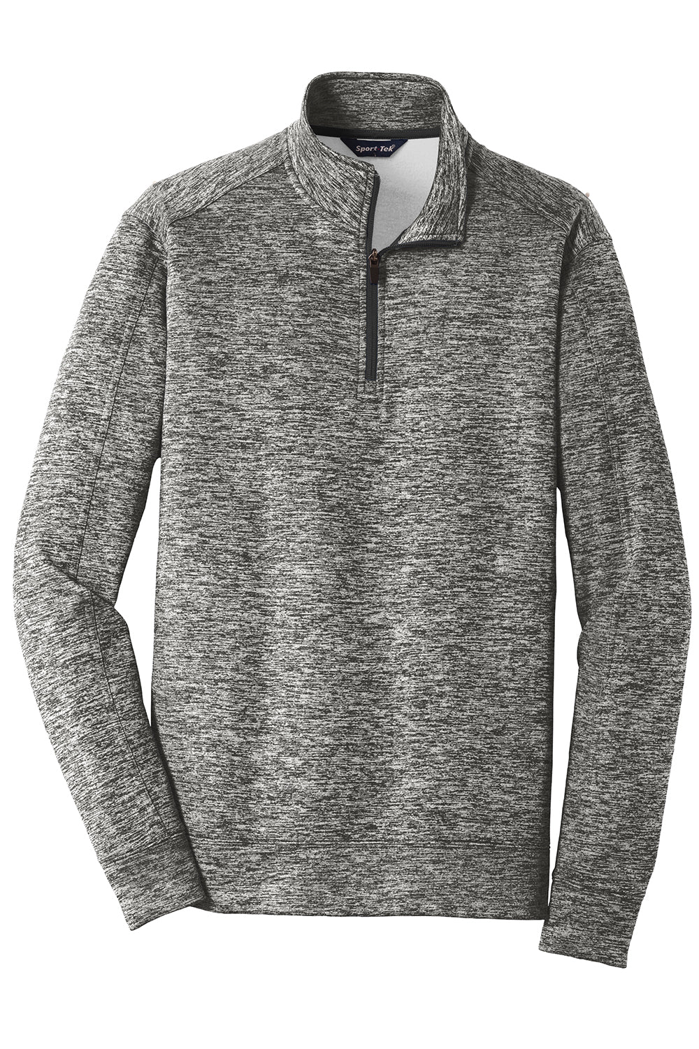 Sport-Tek ST226 Mens Electric Heather Moisture Wicking Fleece 1/4 Zip Sweatshirt Black Electric Flat Front