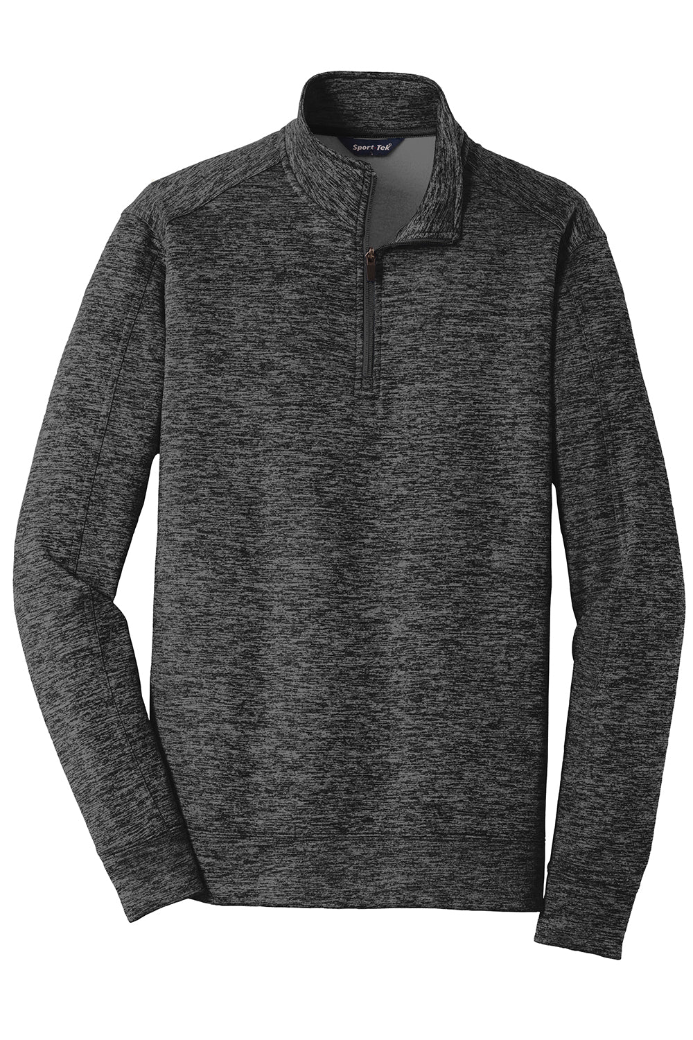 Sport-Tek ST226 Mens Electric Heather Moisture Wicking Fleece 1/4 Zip Sweatshirt Grey Black Electric Flat Front