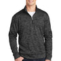 Sport-Tek Mens Electric Heather Moisture Wicking Fleece 1/4 Zip Sweatshirt - Grey Black Electric