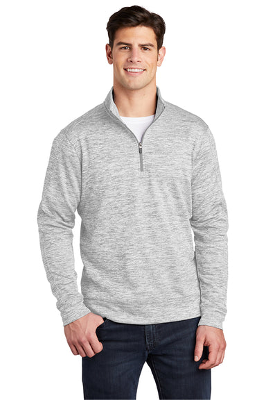 Sport-Tek ST226 Mens Electric Heather Moisture Wicking Fleece 1/4 Zip Sweatshirt Silver Grey Electric Model Front