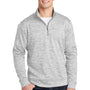 Sport-Tek Mens Electric Heather Moisture Wicking Fleece 1/4 Zip Sweatshirt - Silver Grey Electric