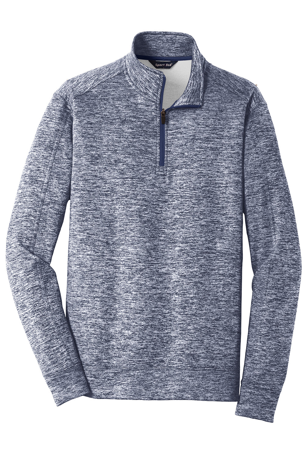 Sport-Tek ST226 Mens Electric Heather Moisture Wicking Fleece 1/4 Zip Sweatshirt True Navy Blue Electric Flat Front