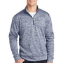 Sport-Tek Mens Electric Heather Moisture Wicking Fleece 1/4 Zip Sweatshirt - True Navy Blue Electric