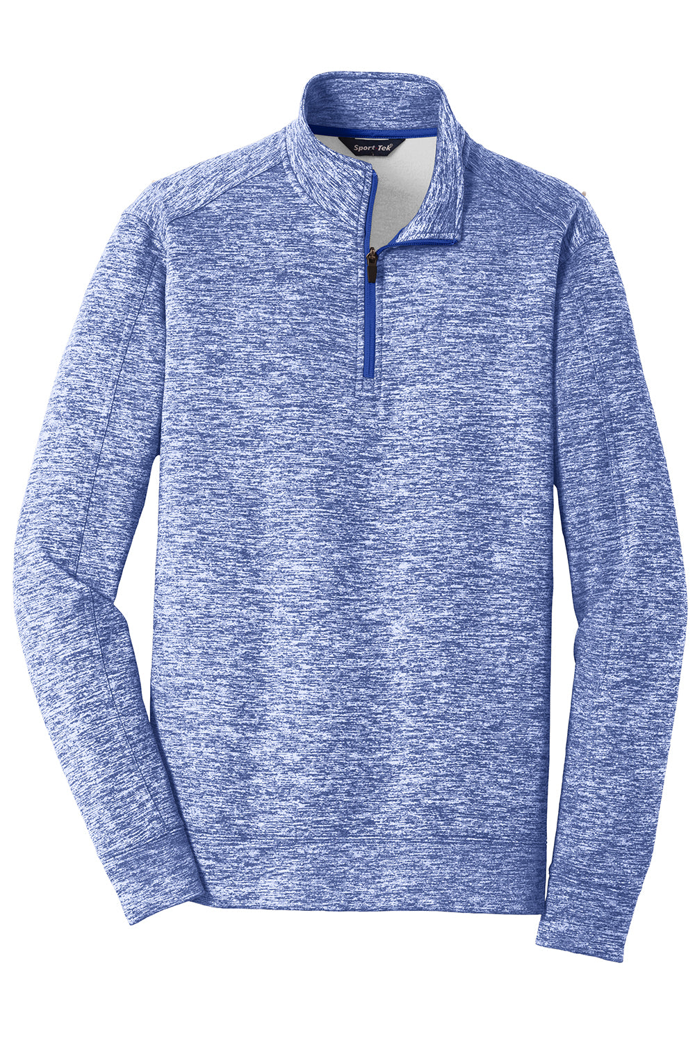 Sport-Tek ST226 Mens Electric Heather Moisture Wicking Fleece 1/4 Zip Sweatshirt True Royal Blue Electric Flat Front