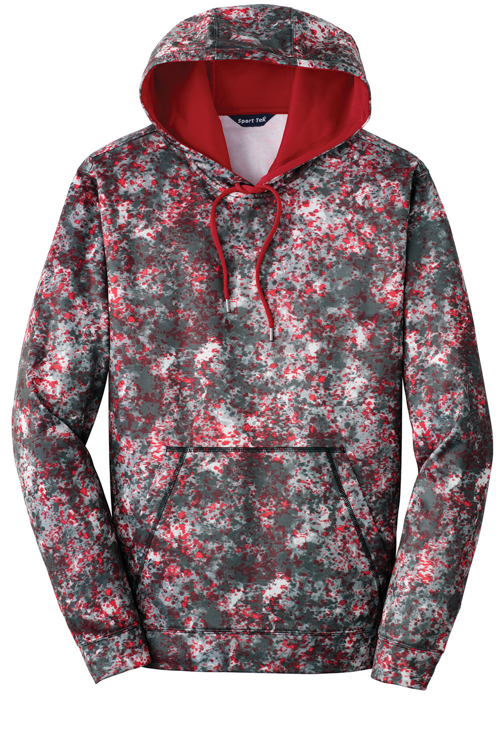 Sport-Tek ST230 Mens Sport-Wick Mineral Freeze Moisture Wicking Fleece Hooded Sweatshirt Hoodie Deep Red Flat Front