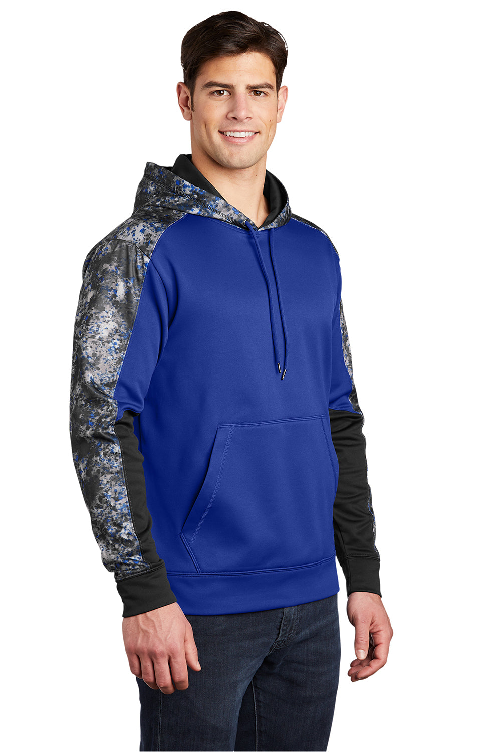 Sport-Tek ST231 Mens Sport-Wick Mineral Freeze Moisture Wicking Fleece Hooded Sweatshirt Hoodie True Royal Blue Model 3q