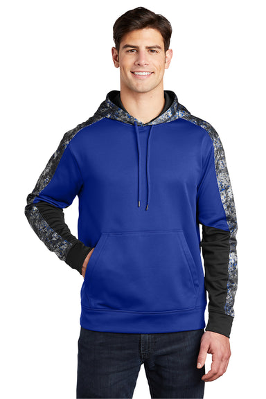 Sport-Tek ST231 Mens Sport-Wick Mineral Freeze Moisture Wicking Fleece Hooded Sweatshirt Hoodie True Royal Blue Model Front