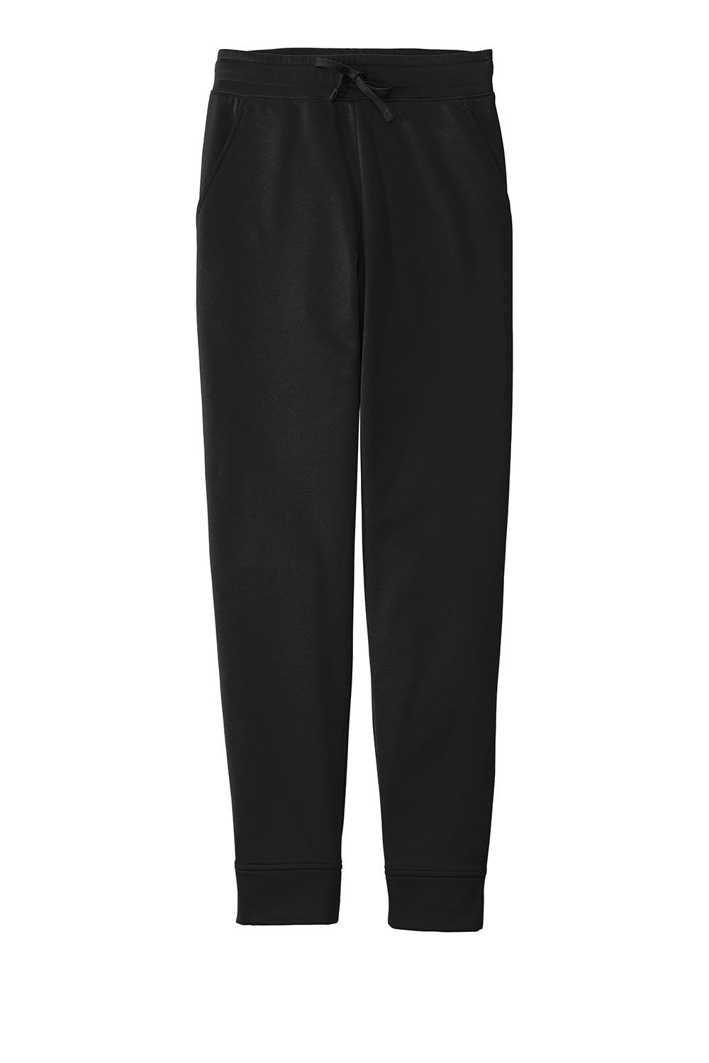 Sport-Tek ST233 Mens Sport Wick Moisture Wicking Fleece Jogger Sweatpants w/ Pockets Black Flat Front