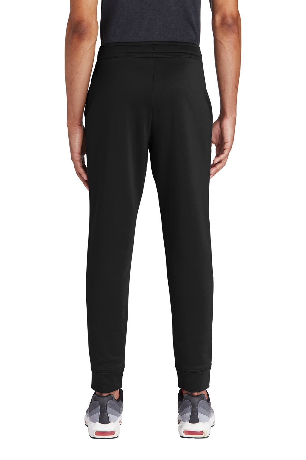 Sport-Tek ST233 Mens Sport Wick Moisture Wicking Fleece Jogger Sweatpants w/ Pockets Black Model Back