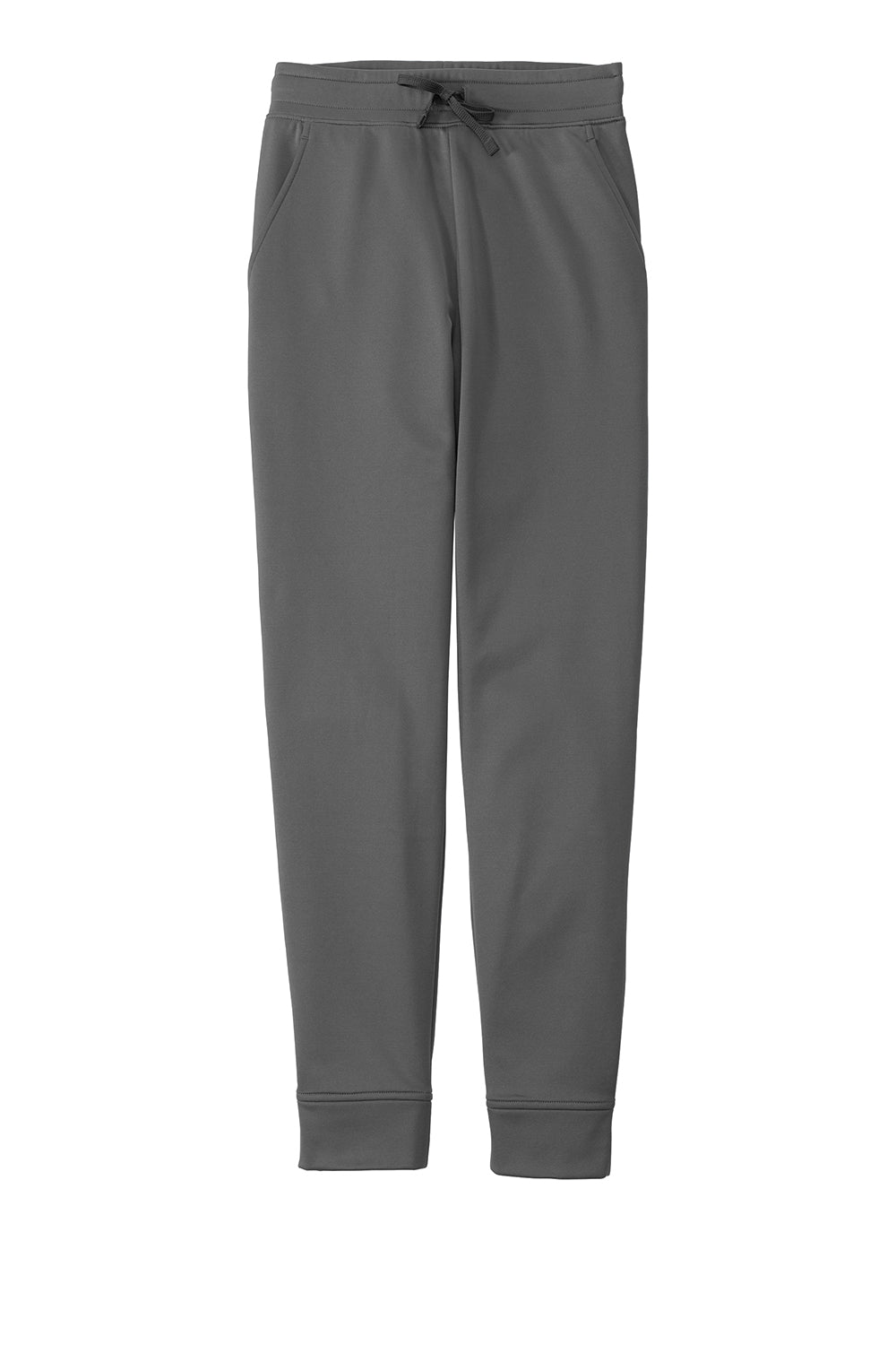 Sport-Tek ST233 Mens Sport Wick Moisture Wicking Fleece Jogger Sweatpants w/ Pockets Dark Smoke Grey Flat Front