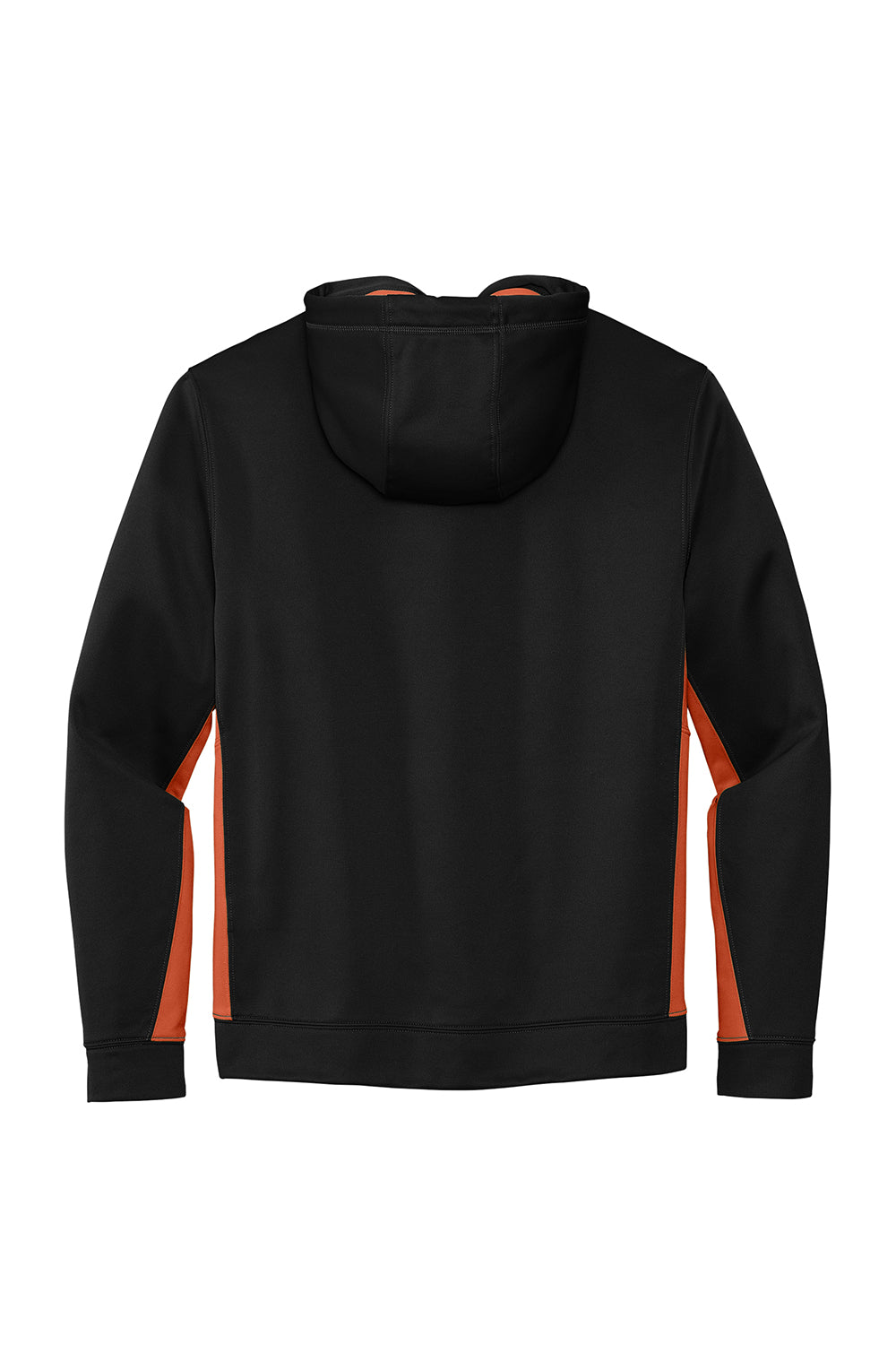 Sport-Tek ST235 Mens Sport-Wick Moisture Wicking Fleece Hooded Sweatshirt Hoodie Black/Deep Orange Flat Back