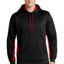 Sport-Tek Mens Sport-Wick Moisture Wicking Fleece Hooded Sweatshirt Hoodie - Black/Deep Red