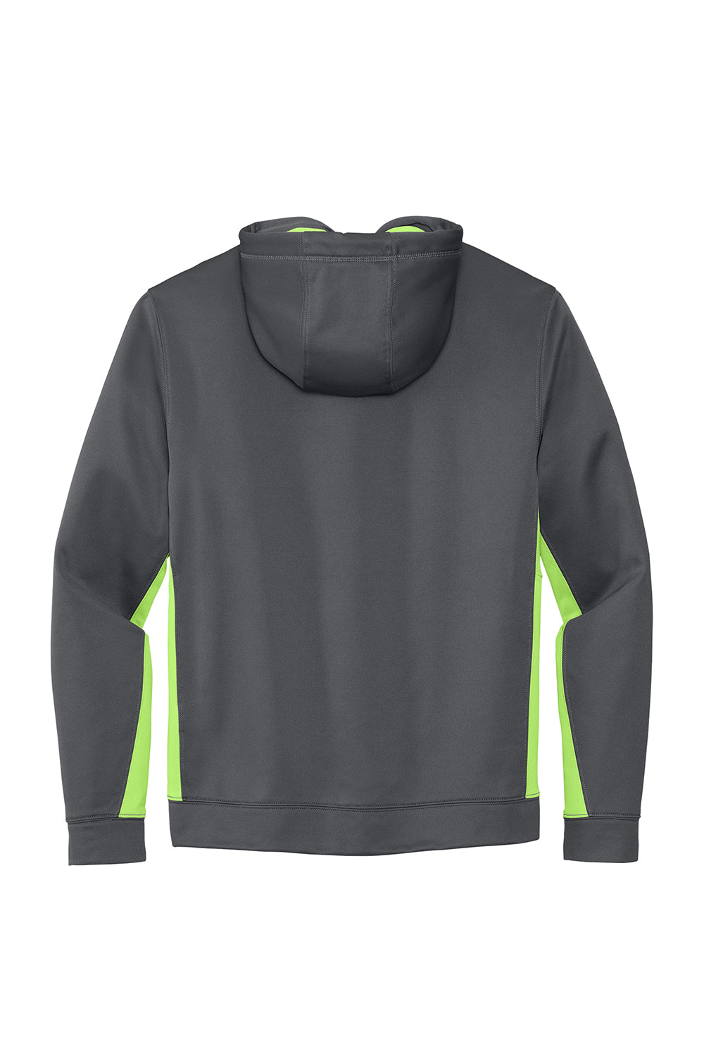 Sport-Tek ST235 Mens Sport-Wick Moisture Wicking Fleece Hooded Sweatshirt Hoodie Dark Smoke Grey/Lime Shock Green Flat Back