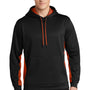 Sport-Tek Mens Sport-Wick Moisture Wicking Fleece Hooded Sweatshirt Hoodie - Black/Deep Orange