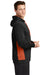 Sport-Tek ST235 Mens Sport-Wick Moisture Wicking Fleece Hooded Sweatshirt Hoodie Black/Deep Orange Model Side