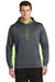 Sport-Tek ST235 Mens Sport-Wick Moisture Wicking Fleece Hooded Sweatshirt Hoodie Dark Smoke Grey/Lime Shock Green Model Front