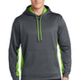 Sport-Tek Mens Sport-Wick Moisture Wicking Fleece Hooded Sweatshirt Hoodie - Dark Smoke Grey/Lime Shock Green