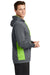 Sport-Tek ST235 Mens Sport-Wick Moisture Wicking Fleece Hooded Sweatshirt Hoodie Dark Smoke Grey/Lime Shock Green Model Side