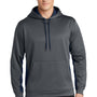 Sport-Tek Mens Sport-Wick Moisture Wicking Fleece Hooded Sweatshirt Hoodie - Dark Smoke Grey/Navy Blue